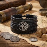 📿 Bracelet en Cuir Tressé Arbre de Vie – Multicouche 🌳