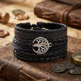 📿 Bracelet en Cuir Tressé Arbre de Vie – Multicouche 🌳