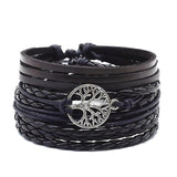 📿 Bracelet en Cuir Tressé Arbre de Vie – Multicouche 🌳